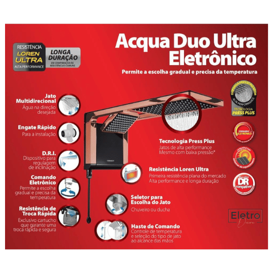 Chuveiro Acqua Duo Ultra 5500W 127V Branco Lorenzetti
