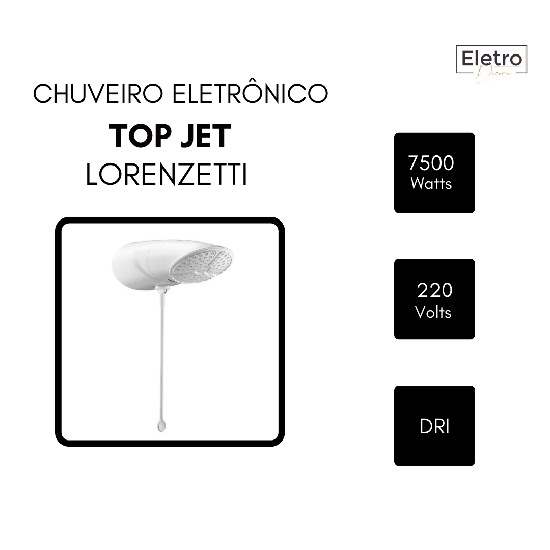 Ducha Top Jet Eletrônica Branca 7500W 220V Lorenzetti