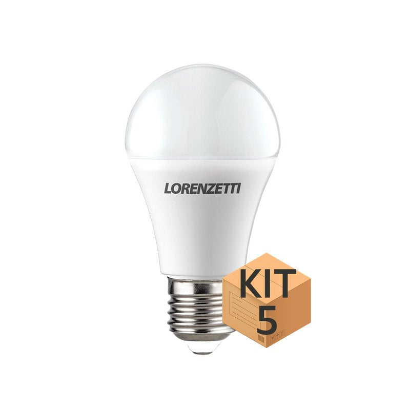 Kit 5 Lâmpadas Bulbo LED Lorenzetti 12W Bivolt E27 Branca (6500K)