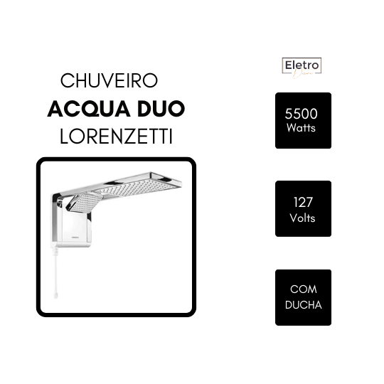 Chuveiro Acqua Duo Ultra 5500W 127V Branco Cromado Lorenzetti