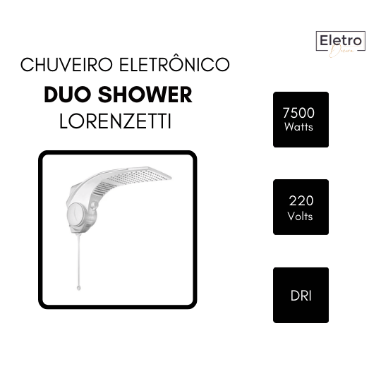 Chuveiro e Ducha Duo Shower Ultra 7500W 220V Eletrônico Branco Lorenzetti